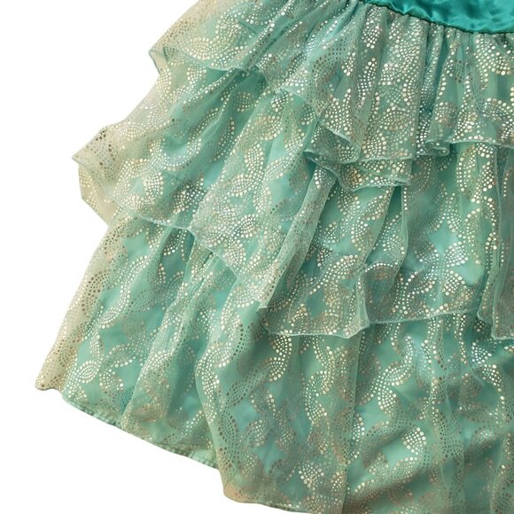Disney Ariel Little Mermaid Party Dress Girls 4 Tiered Glittery Teal Costume - Picture 5 of 10